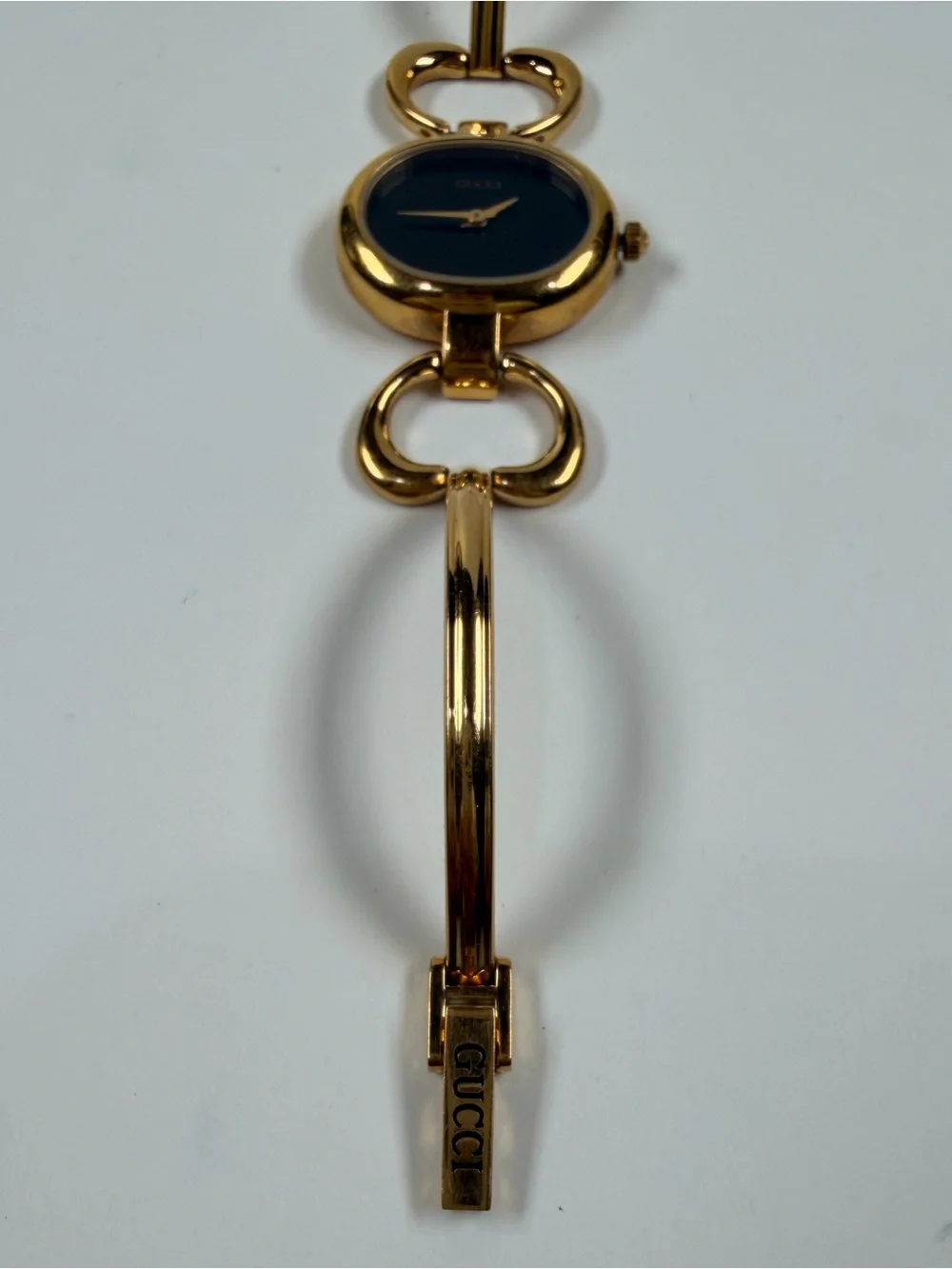 Gucci Gold-Tone Bracelet / Bangle Watch with Black Dial
